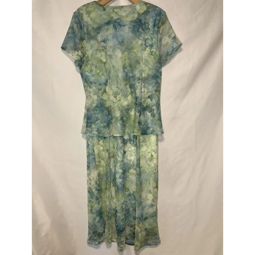Fairycore Maxi Dress Skirt 16 Sheer Whimsical Flowy Mermaid Green Blue